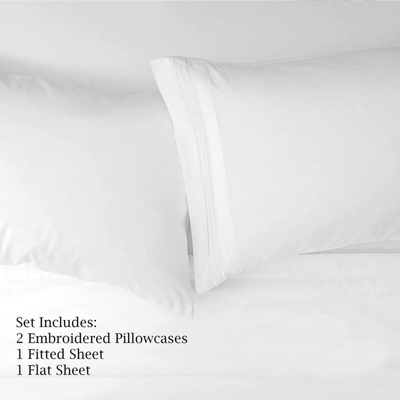 4 PC Brown Sheet Set 2000 Embroidery Soft Cozy 12" Deep Pocket Bed